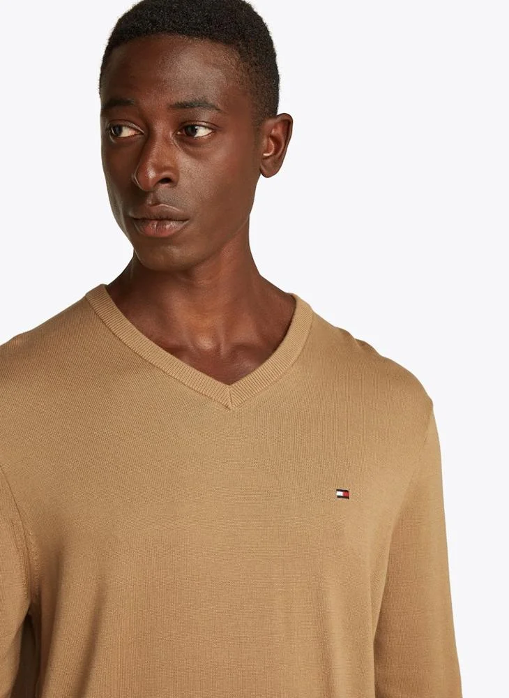 Tommy Hilfiger  Flag Embroidery V-Neck Jumper for Men | Best Price UAE